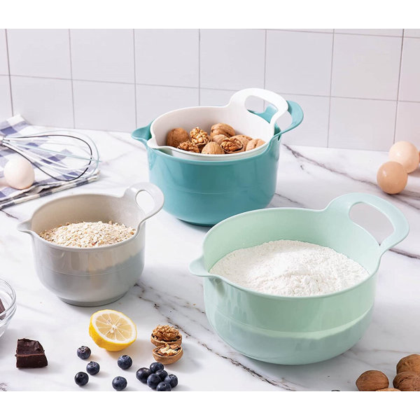 WORTHSPARK Mixing Bowls 8 Piece Nesting Plastic Mixing Bowl Set With